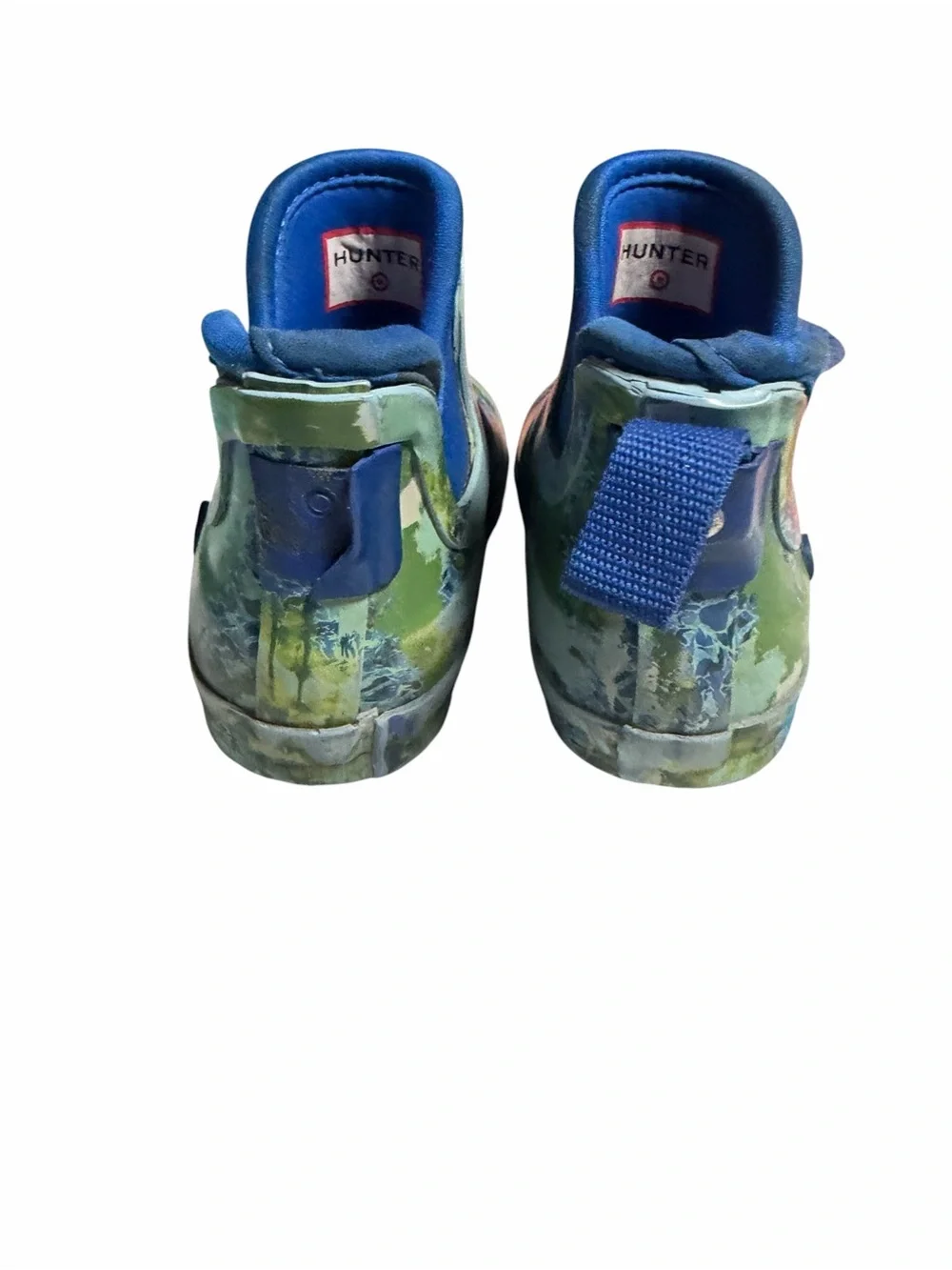 Hunter Kids Blue and Green Camo Short Rain Boots Toddler Size 8